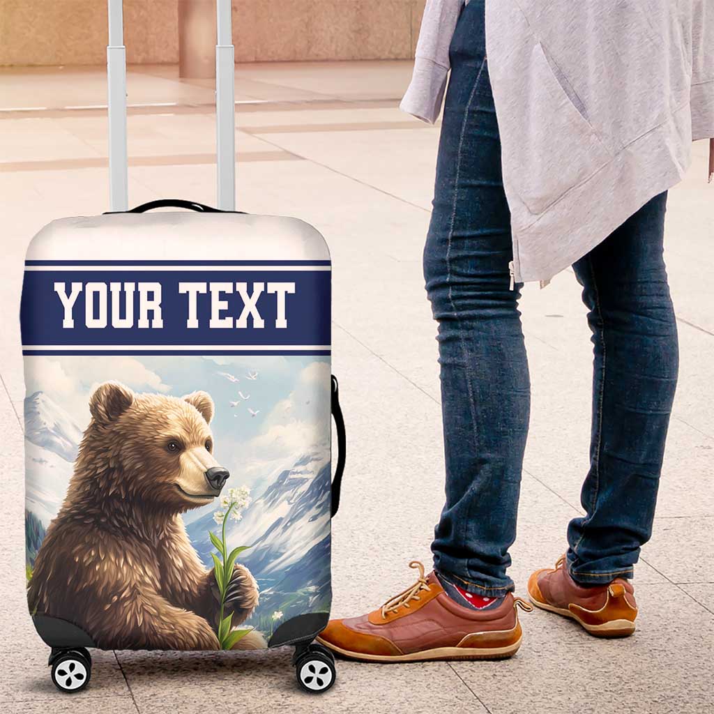 Personalized Finland Luggage Cover Brown Bear With Lily Of The Valley - Wonder Print Shop