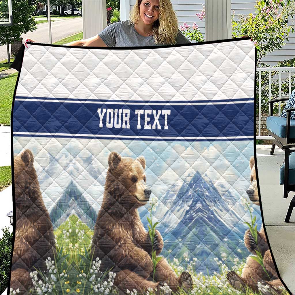 Personalized Finland Quilt Brown Bear With Lily Of The Valley - Wonder Print Shop