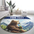 Personalized Finland Round Carpet Brown Bear With Lily Of The Valley