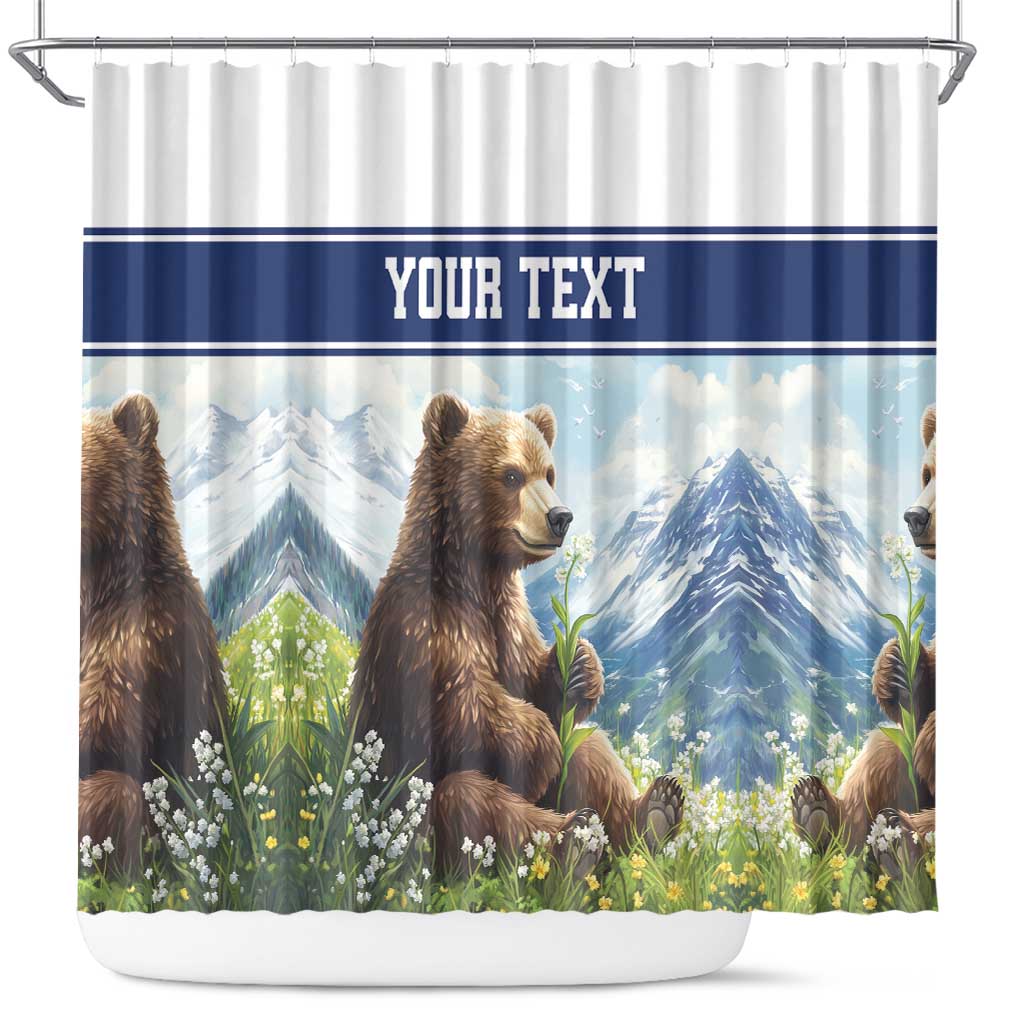 Personalized Finland Shower Curtain Brown Bear With Lily Of The Valley