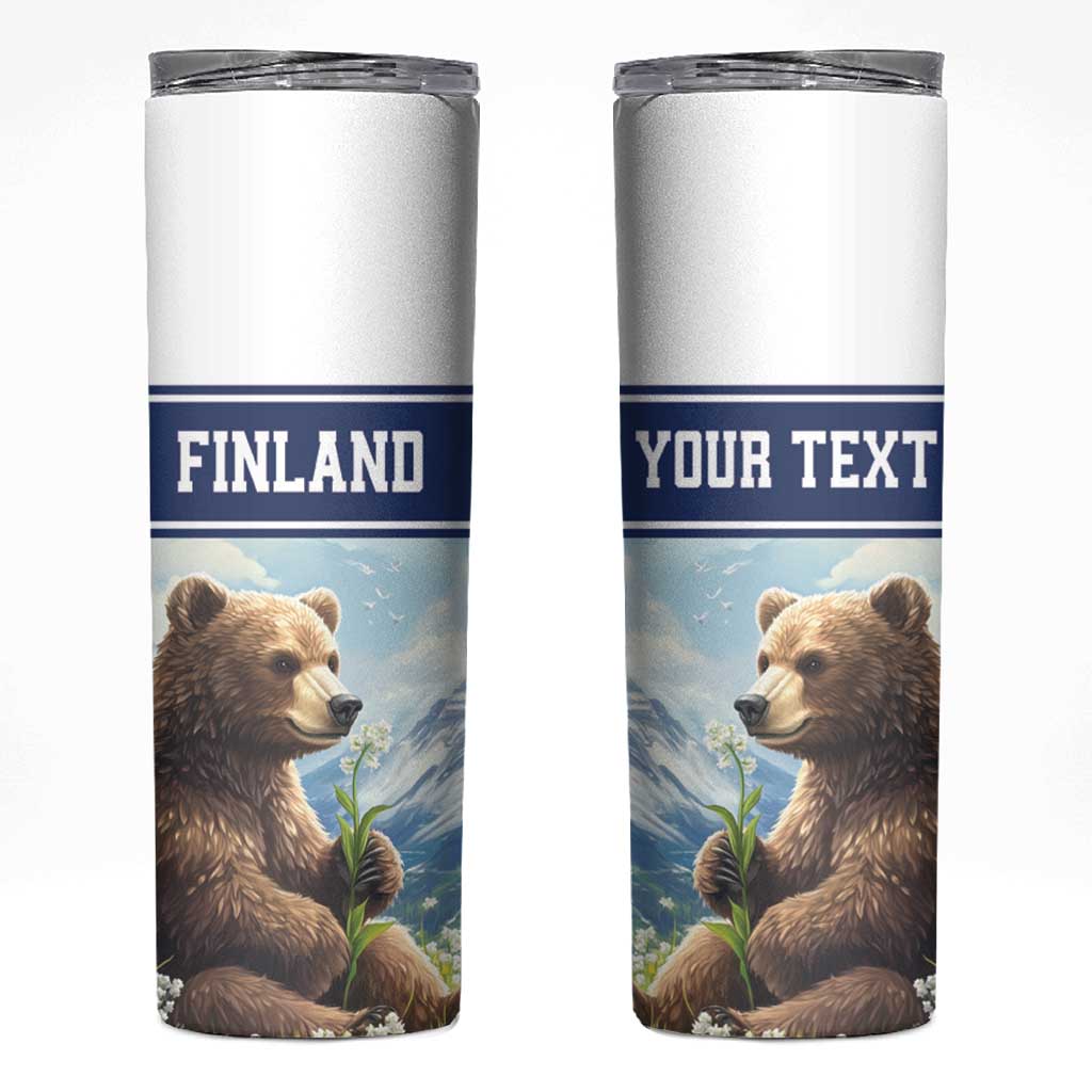 Personalized Finland Skinny Tumbler Brown Bear With Lily Of The Valley