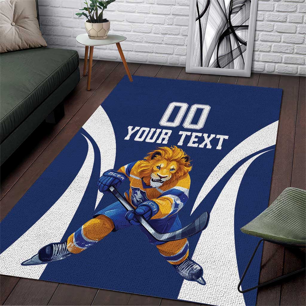 Custom Finland Hockey Area Rug Suomi Leijonat Mascot