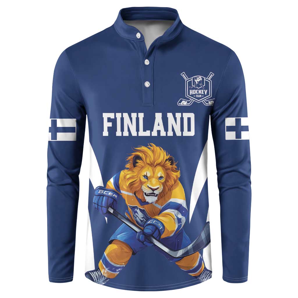 Custom Finland Hockey Button Sweatshirt Suomi Leijonat Mascot - Wonder Print Shop