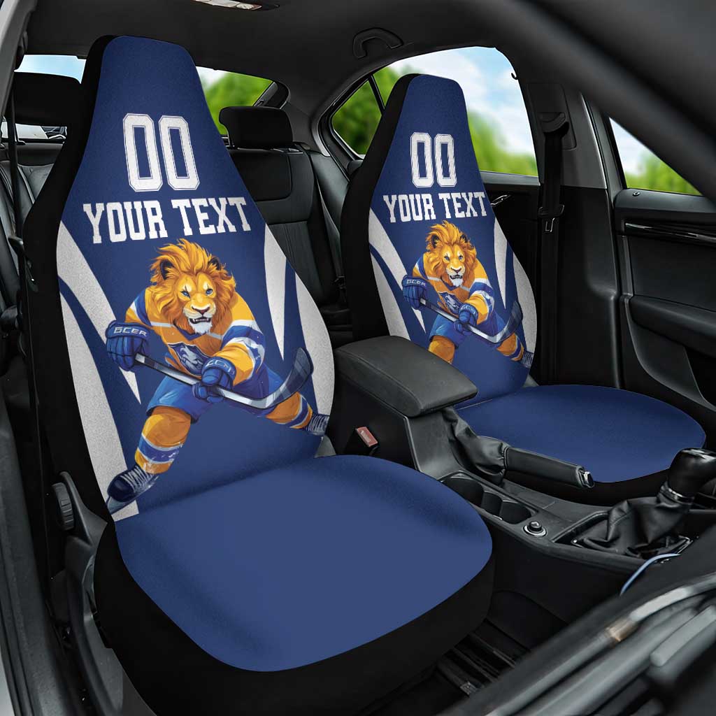 Custom Finland Hockey Car Seat Cover Suomi Leijonat Mascot - Wonder Print Shop