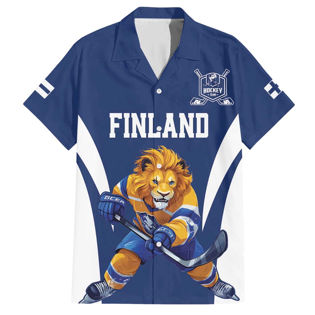 Custom Finland Hockey Hawaiian Shirt Suomi Leijonat Mascot - Wonder Print Shop