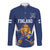 Custom Finland Hockey Long Sleeve Button Shirt Suomi Leijonat Mascot - Wonder Print Shop