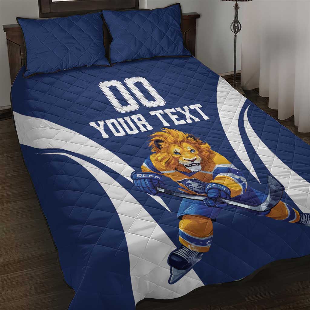 Custom Finland Hockey Quilt Bed Set Suomi Leijonat Mascot