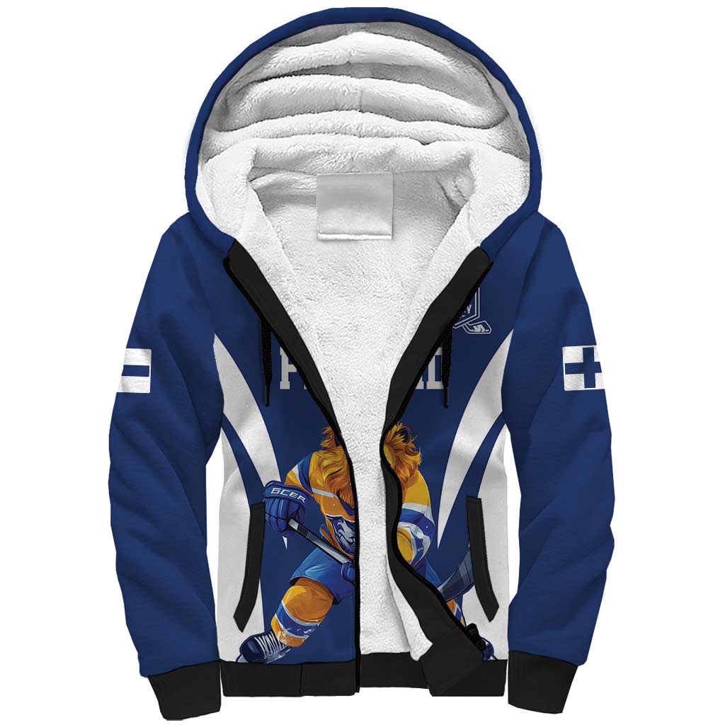 Custom Finland Hockey Sherpa Hoodie Suomi Leijonat Mascot