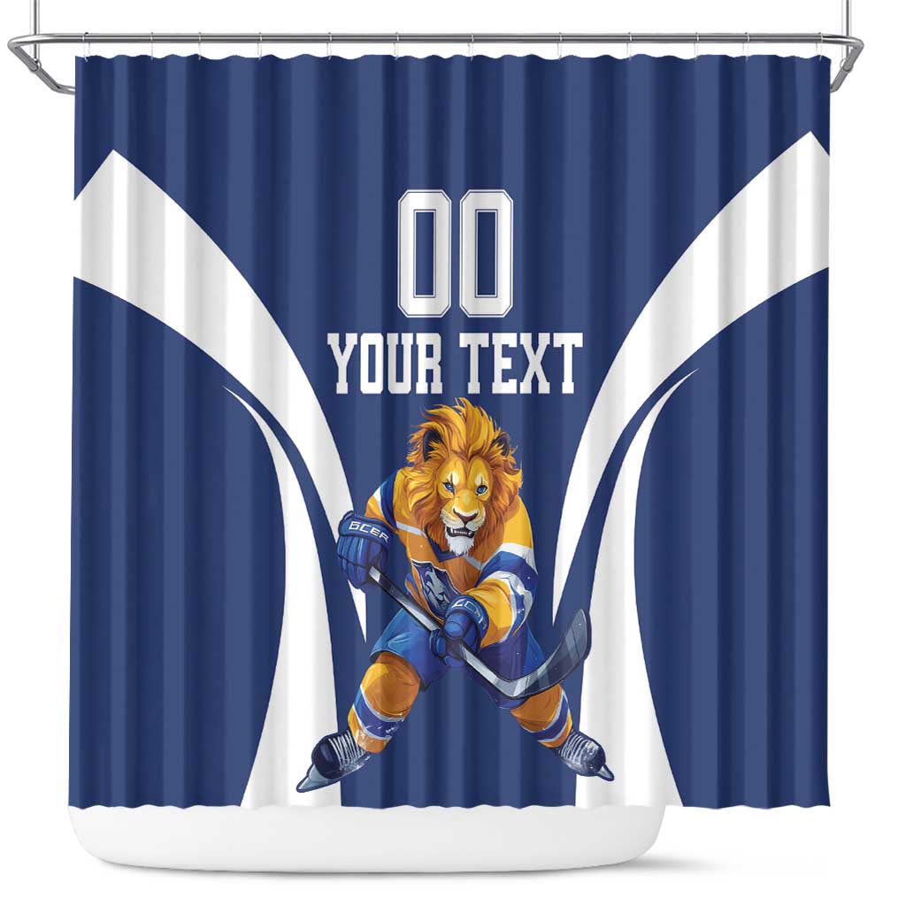 Custom Finland Hockey Shower Curtain Suomi Leijonat Mascot