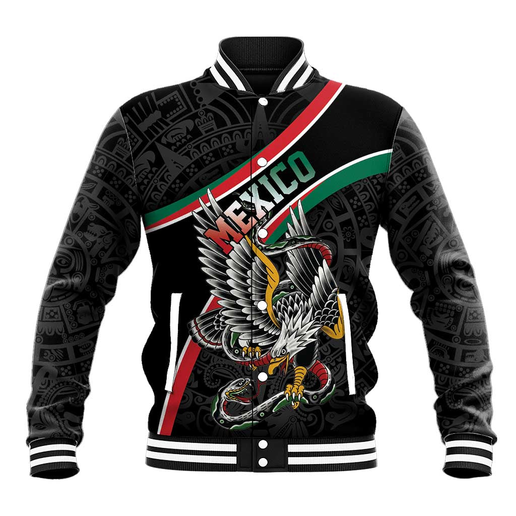 Mexico Eagle Spirit Personalized Baseball Jacket Ancient Aztec Pattern - Wonder Print Shop