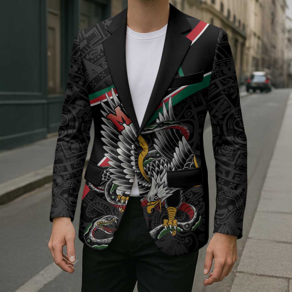 Mexico Eagle Spirit Personalized Blazer Ancient Aztec Pattern - Wonder Print Shop