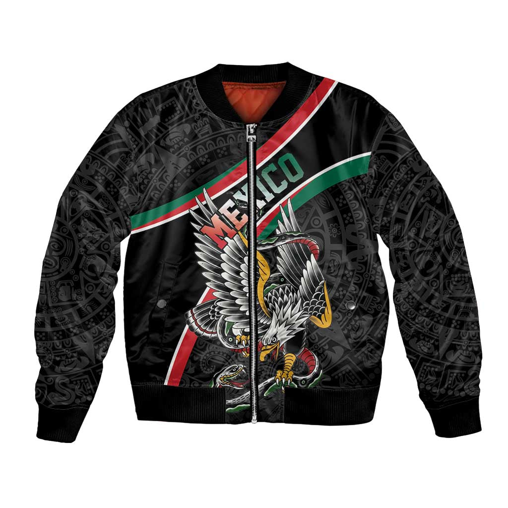 Mexico Eagle Spirit Personalized Bomber Jacket Ancient Aztec Pattern - Wonder Print Shop