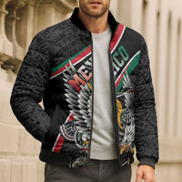 Mexico Eagle Spirit Personalized Bomber Puffer Jacket Ancient Aztec Pattern - Wonder Print Shop