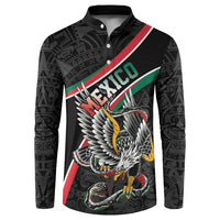 Mexico Eagle Spirit Personalized Button Sweatshirt Ancient Aztec Pattern - Wonder Print Shop