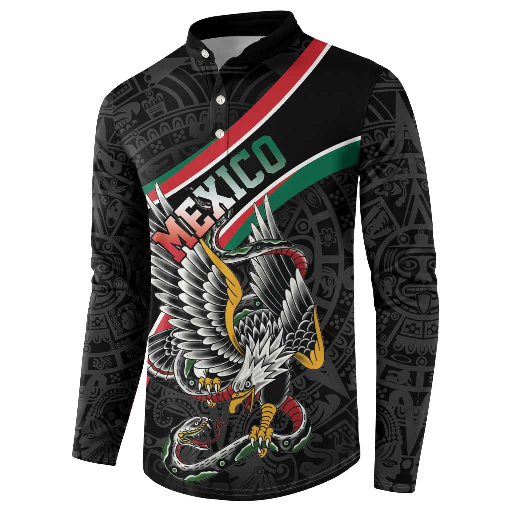 Mexico Eagle Spirit Personalized Button Sweatshirt Ancient Aztec Pattern - Wonder Print Shop