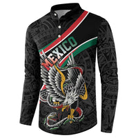Mexico Eagle Spirit Personalized Button Sweatshirt Ancient Aztec Pattern - Wonder Print Shop