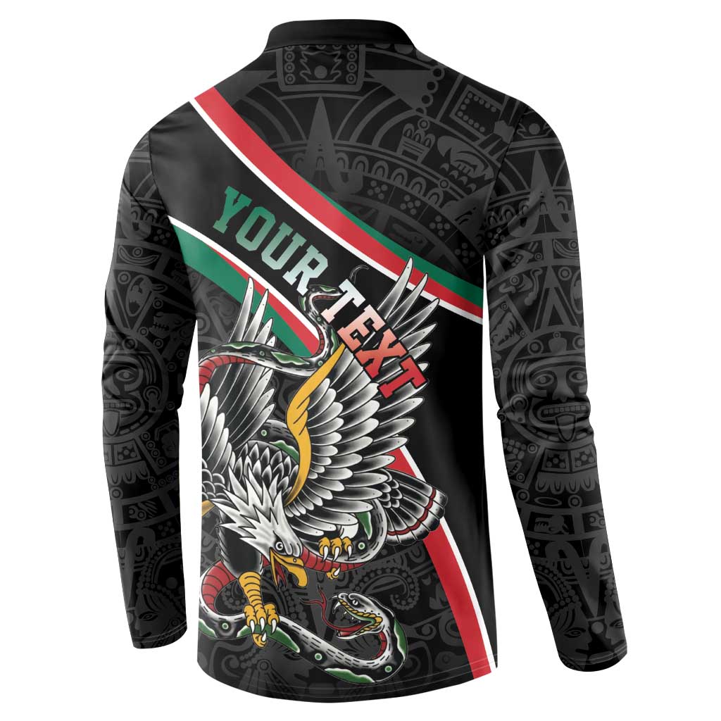 Mexico Eagle Spirit Personalized Button Sweatshirt Ancient Aztec Pattern - Wonder Print Shop