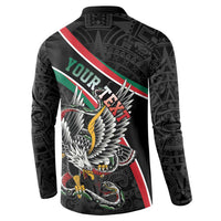 Mexico Eagle Spirit Personalized Button Sweatshirt Ancient Aztec Pattern - Wonder Print Shop