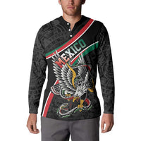 Mexico Eagle Spirit Personalized Button Sweatshirt Ancient Aztec Pattern - Wonder Print Shop
