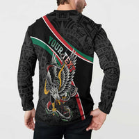Mexico Eagle Spirit Personalized Button Sweatshirt Ancient Aztec Pattern - Wonder Print Shop