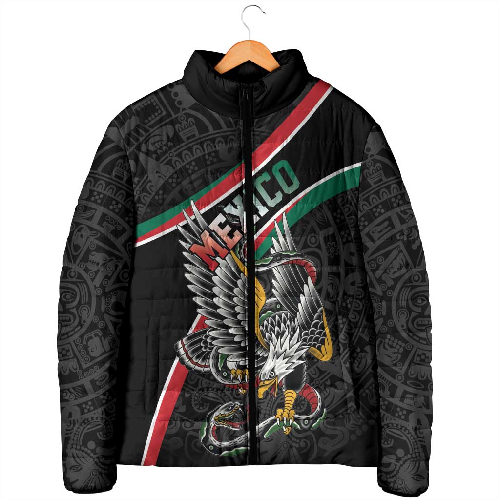Mexico Eagle Spirit Personalized Padded Jacket Ancient Aztec Pattern - Wonder Print Shop