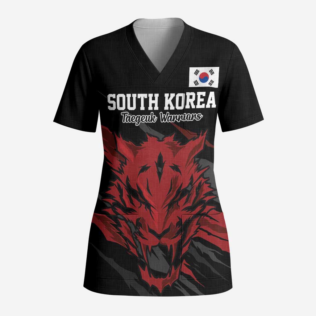 Custom South Korea Football Scrub Top Taegeuk Warriors Spirit - Wonder Print Shop
