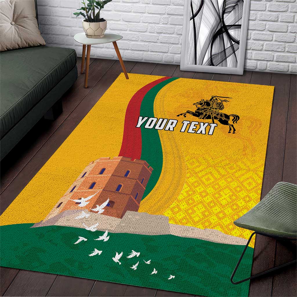 Personalized Lithuania Independence Restoration Day Area Rug Gediminas Tower Flag Style