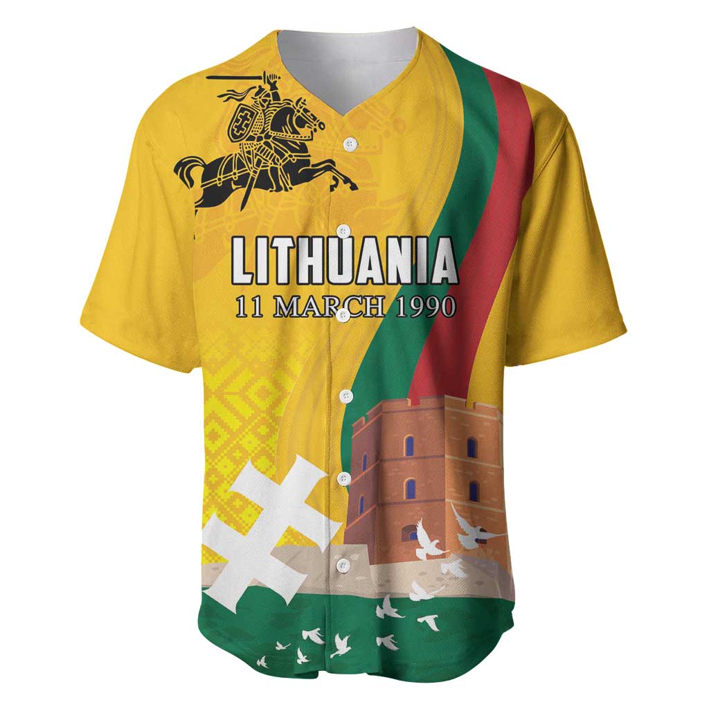 Personalized Lithuania Independence Restoration Day Baseball Jersey Gediminas Tower Flag Style