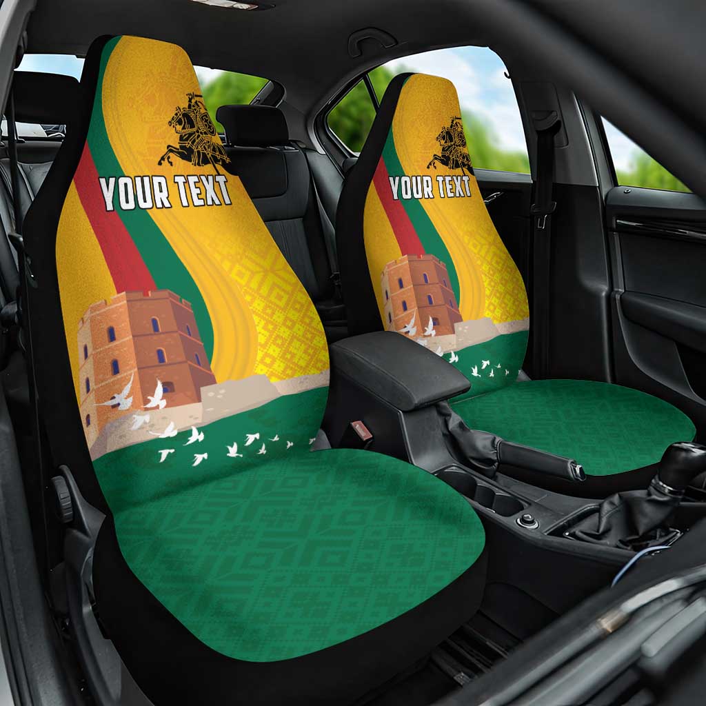 Personalized Lithuania Independence Restoration Day Car Seat Cover Gediminas Tower Flag Style