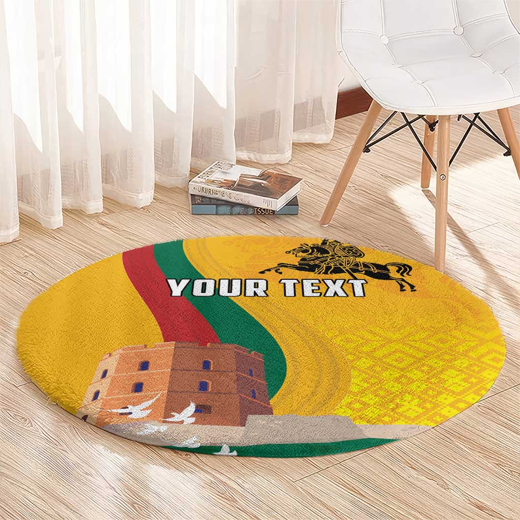 Personalized Lithuania Independence Restoration Day Round Carpet Gediminas Tower Flag Style