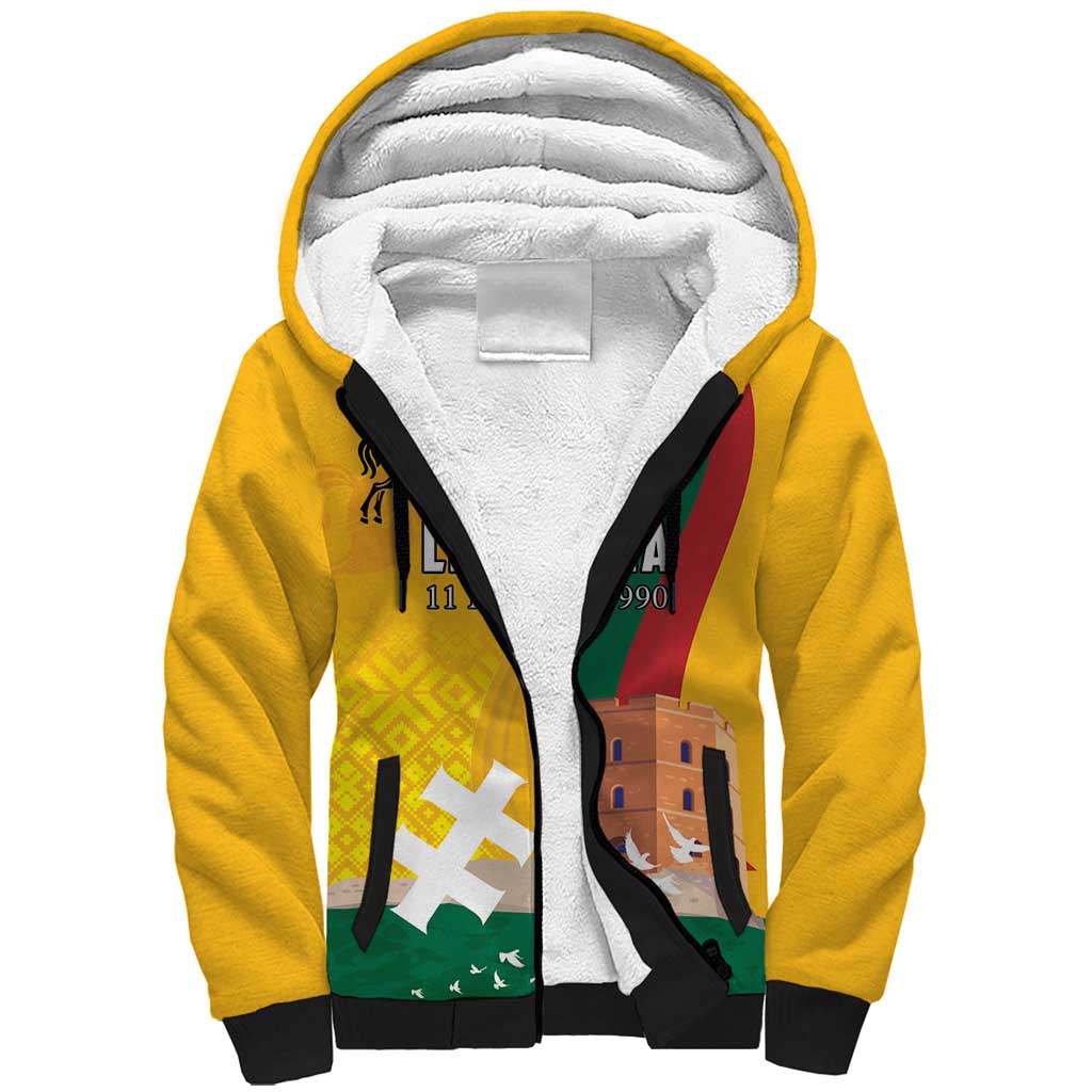 Personalized Lithuania Independence Restoration Day Sherpa Hoodie Gediminas Tower Flag Style