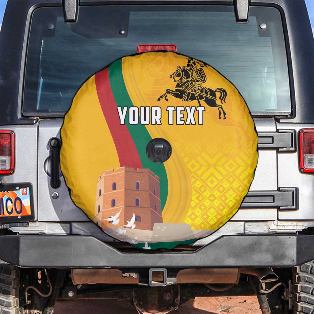 Personalized Lithuania Independence Restoration Day Spare Tire Cover Gediminas Tower Flag Style