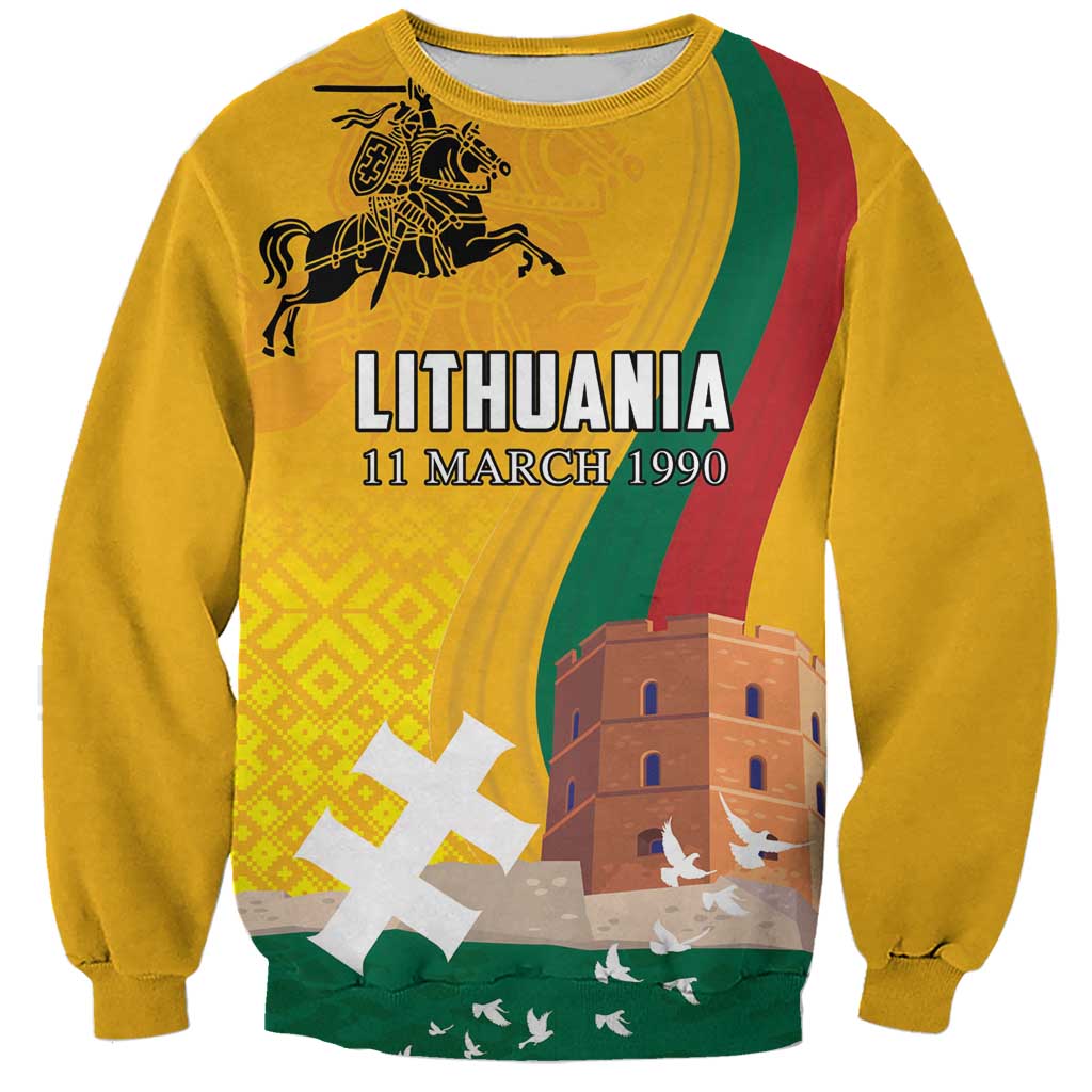 Personalized Lithuania Independence Restoration Day Sweatshirt Gediminas Tower Flag Style