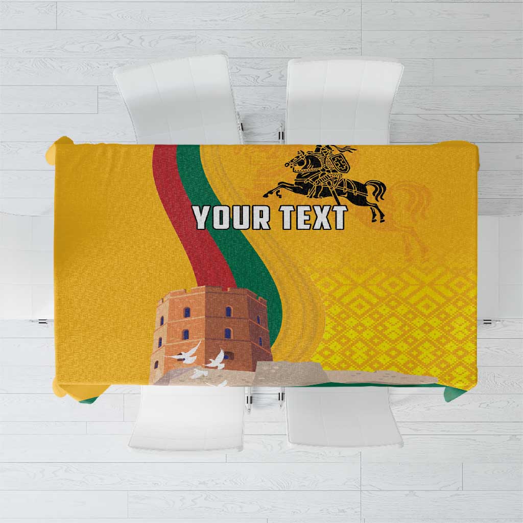 Personalized Lithuania Independence Restoration Day Tablecloth Gediminas Tower Flag Style