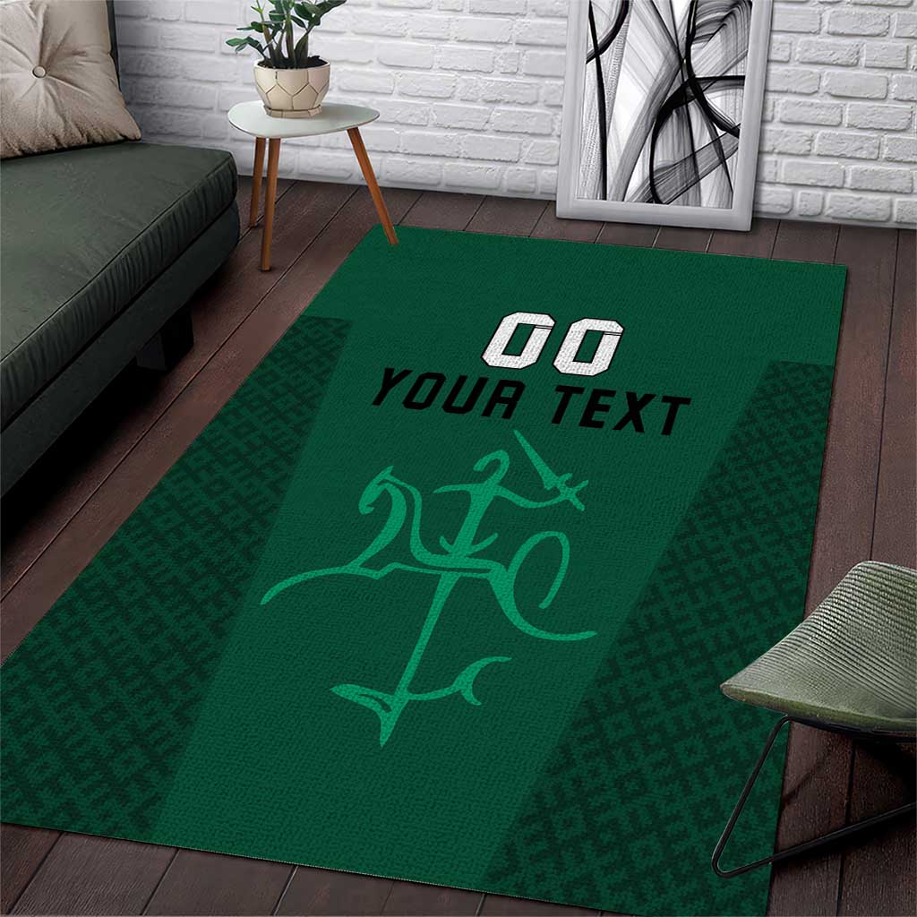 Custom Lithuania Football Area Rug Vytis Lithuanian Lietuva Green Version