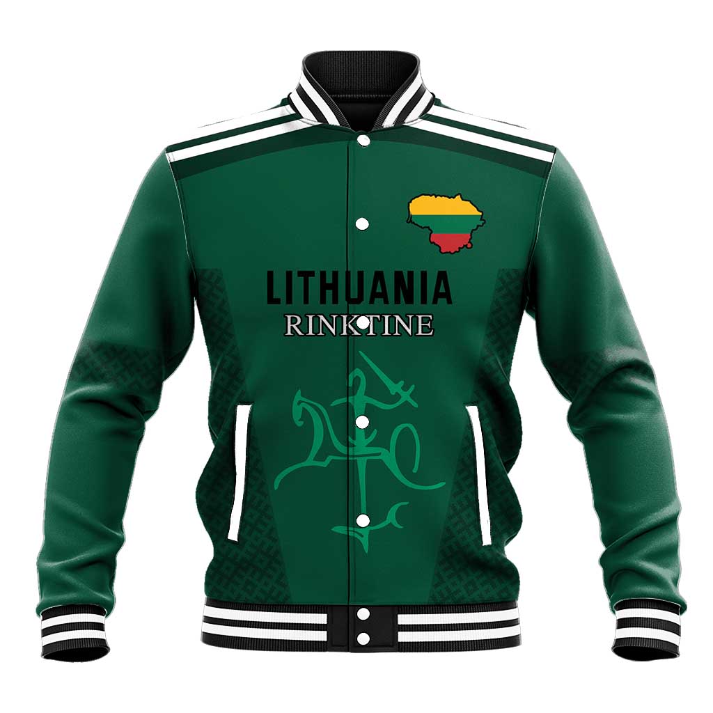 Custom Lithuania Football Baseball Jacket Vytis Lithuanian Lietuva Green Version