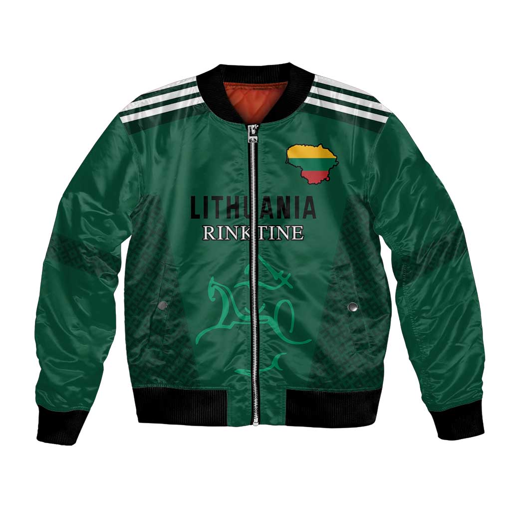 Custom Lithuania Football Bomber Jacket Vytis Lithuanian Lietuva Green Version