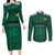 Custom Lithuania Football Couples Matching Long Sleeve Bodycon Dress and Long Sleeve Button Shirt Vytis Lithuanian Lietuva Green Version