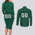 Custom Lithuania Football Couples Matching Long Sleeve Bodycon Dress and Long Sleeve Button Shirt Vytis Lithuanian Lietuva Green Version