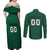 Custom Lithuania Football Couples Matching Off Shoulder Maxi Dress and Long Sleeve Button Shirt Vytis Lithuanian Lietuva Green Version