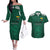 Custom Lithuania Football Couples Matching Off The Shoulder Long Sleeve Dress and Hawaiian Shirt Vytis Lithuanian Lietuva Green Version