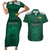 Custom Lithuania Football Couples Matching Short Sleeve Bodycon Dress and Hawaiian Shirt Vytis Lithuanian Lietuva Green Version