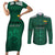 Custom Lithuania Football Couples Matching Short Sleeve Bodycon Dress and Long Sleeve Button Shirt Vytis Lithuanian Lietuva Green Version