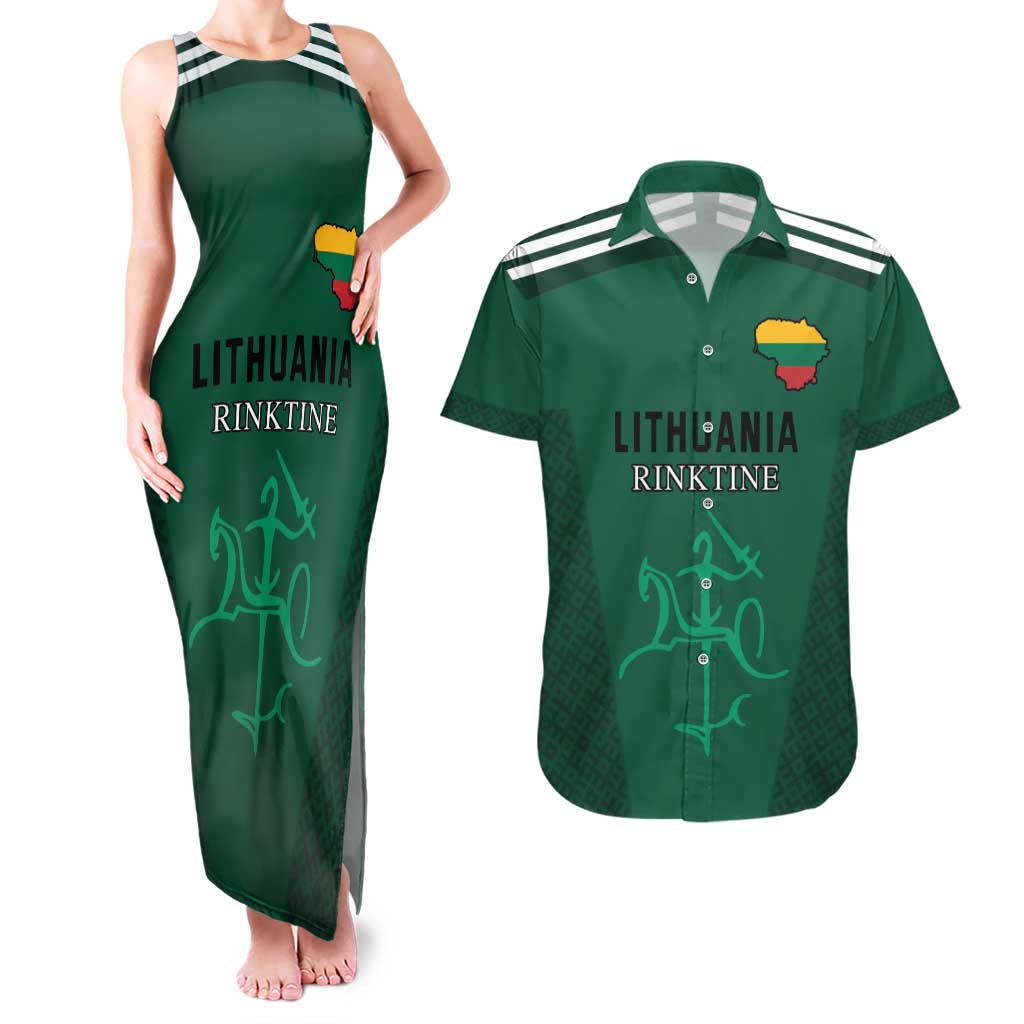 Custom Lithuania Football Couples Matching Tank Maxi Dress and Hawaiian Shirt Vytis Lithuanian Lietuva Green Version