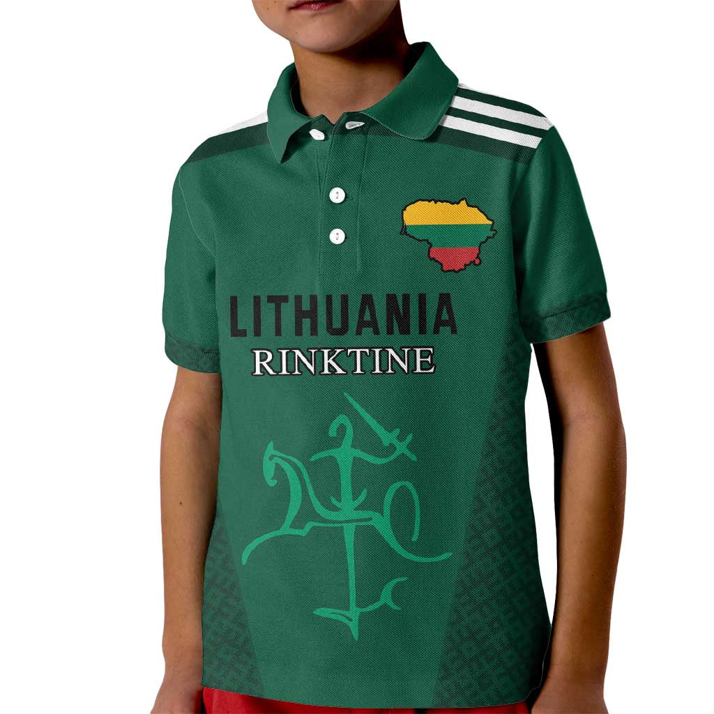 Custom Lithuania Football Kid Polo Shirt Vytis Lithuanian Lietuva Green Version