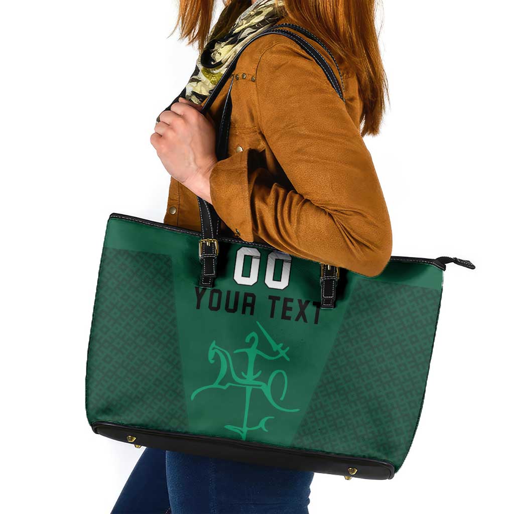 Custom Lithuania Football Leather Tote Bag Vytis Lithuanian Lietuva Green Version