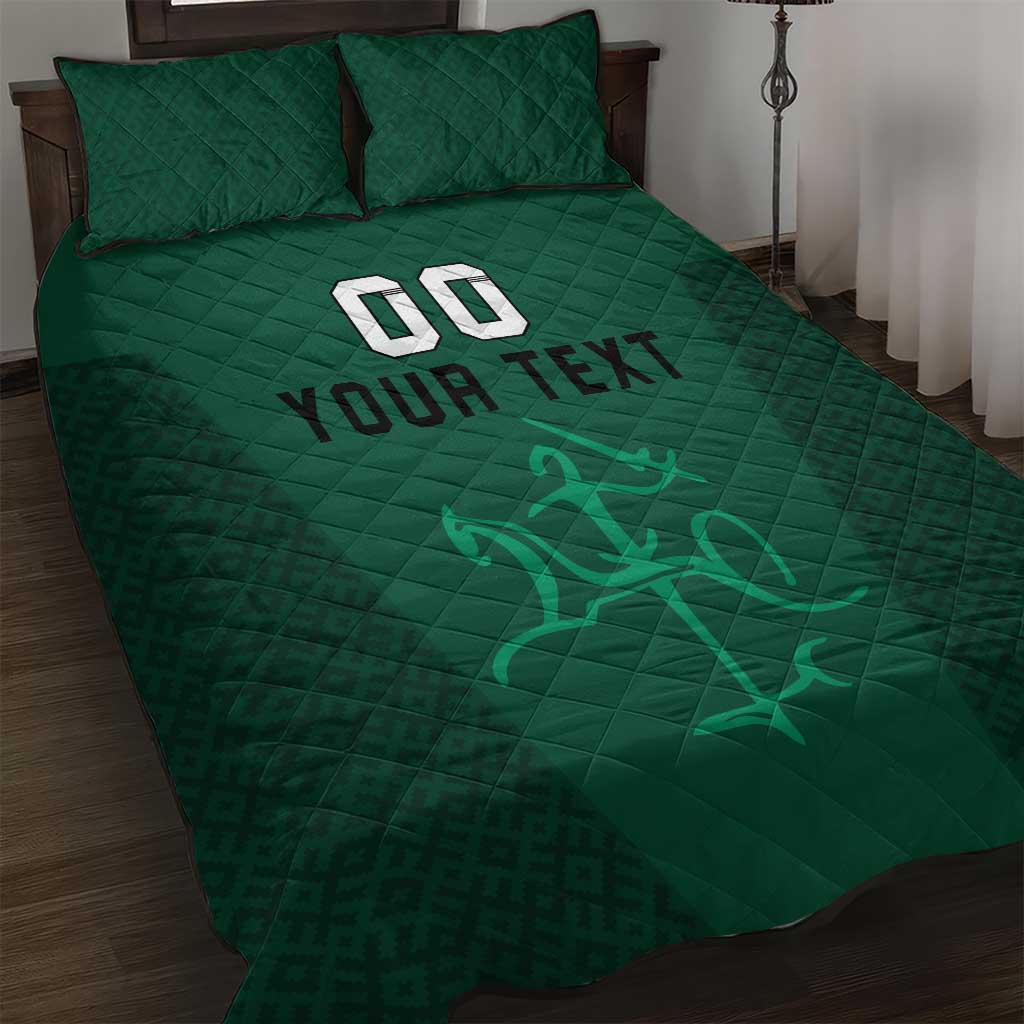 Custom Lithuania Football Quilt Bed Set Vytis Lithuanian Lietuva Green Version