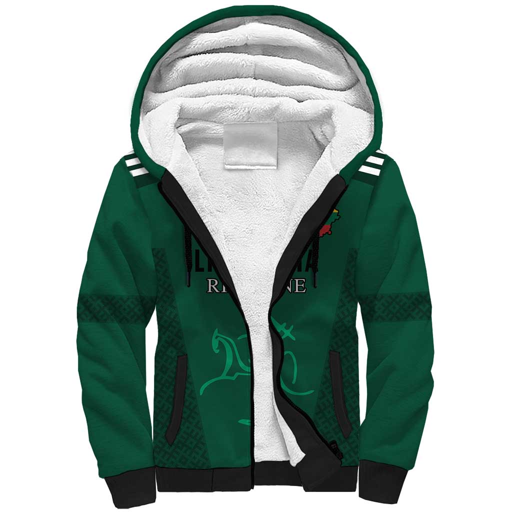 Custom Lithuania Football Sherpa Hoodie Vytis Lithuanian Lietuva Green Version