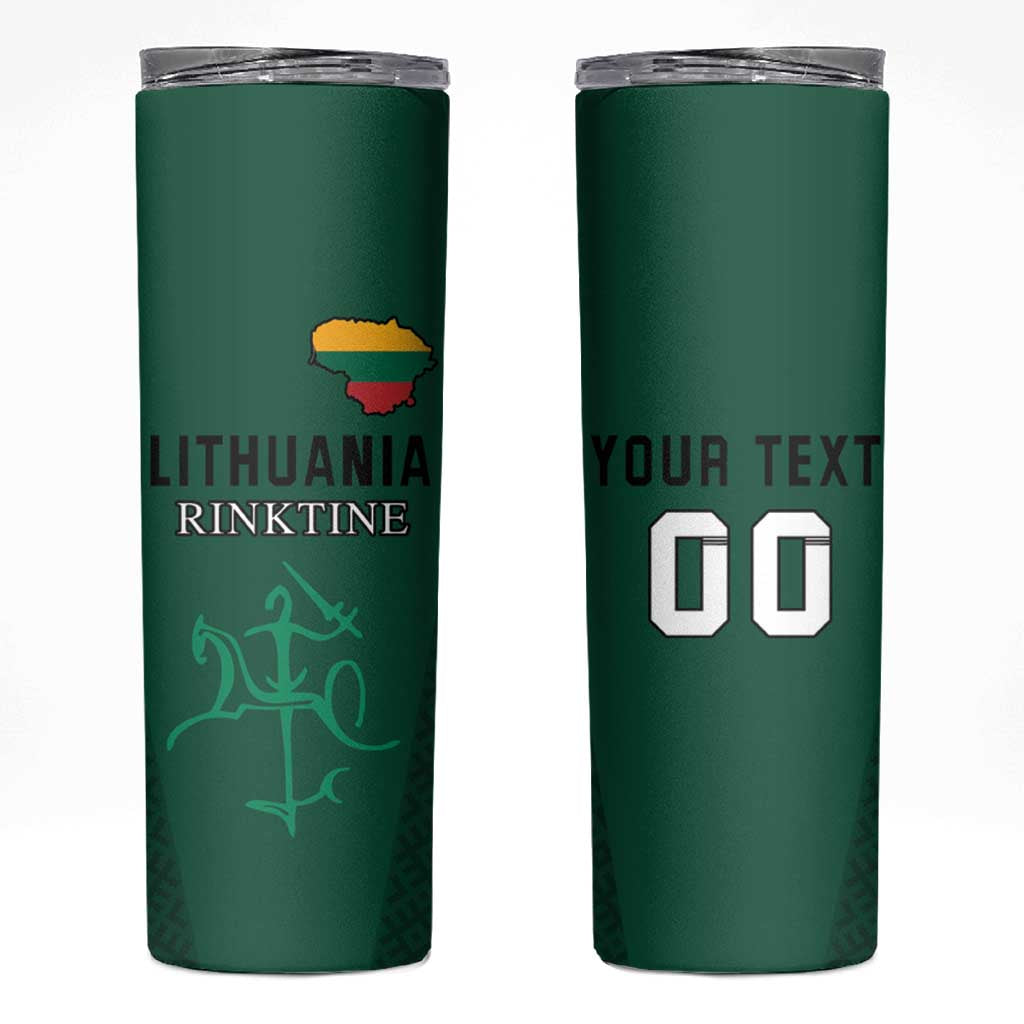 Custom Lithuania Fottball Skinny Tumbler Vytis Lithuanian Lietuva Green Version