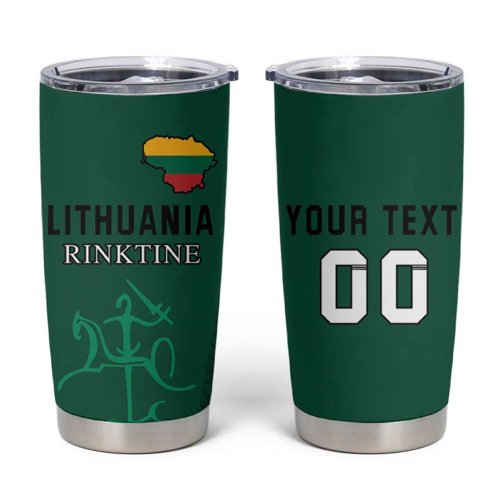 Custom Lithuania Fottball Tumbler Cup Vytis Lithuanian Lietuva Green Version